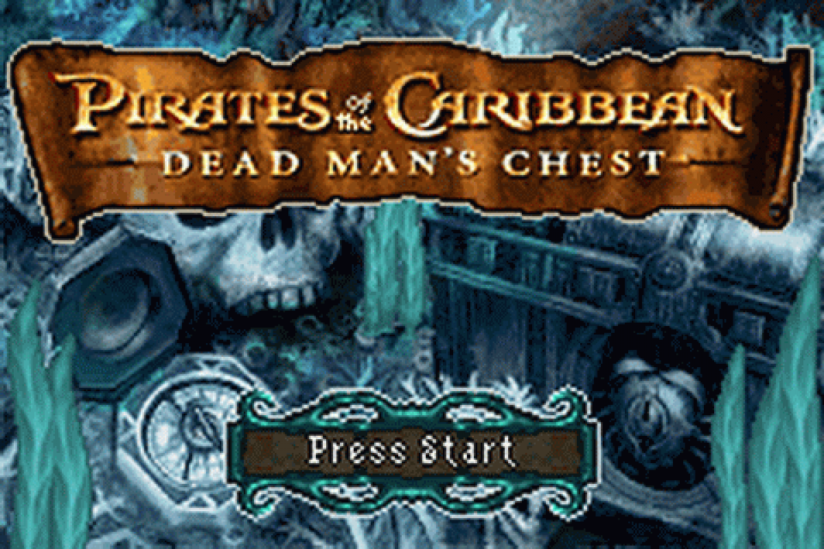 Game Boy Advance Pirates of the Caribbean Dead Man’s Chest adventure game start menu