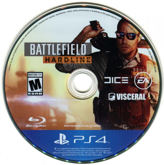 Battlefield Hardline disc for PlayStation 4 (PS4) first-person cops vs criminals action shooter video game