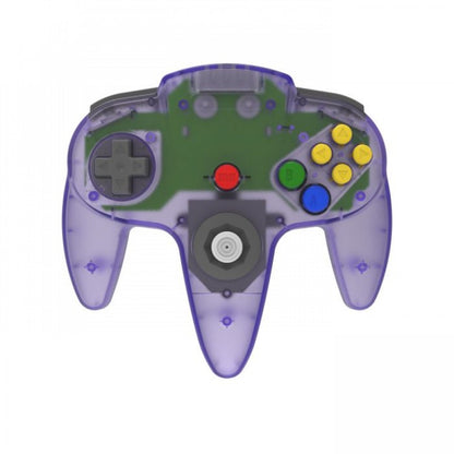 N64 Wireless 2.4GHz Controller for Nintendo 64 N64 Atomic Purple accessory featuring wireless 2.4GHz connectivity classic three prong controller design analog stick directional pad responsive buttons ergonomic grip translucent purple styling and compatibility with supported Nintendo 64 games replacement gaming controller and retro gaming accessory appeal