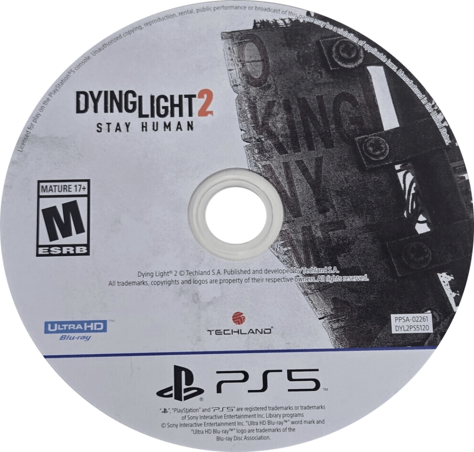 Dying Light 2 Stay Human PlayStation 5 PS5 for open world survival horror action video game fans featuring first person parkour movement zombie combat nighttime exploration weapon crafting character progression branching choices dynamic city environments cooperative multiplayer and intense post apocalyptic adventure collectible gaming appeal disc