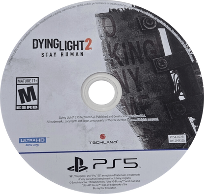 Dying Light 2 Stay Human PlayStation 5 PS5 for open world survival horror action video game fans featuring first person parkour movement zombie combat nighttime exploration weapon crafting character progression branching choices dynamic city environments cooperative multiplayer and intense post apocalyptic adventure collectible gaming appeal disc