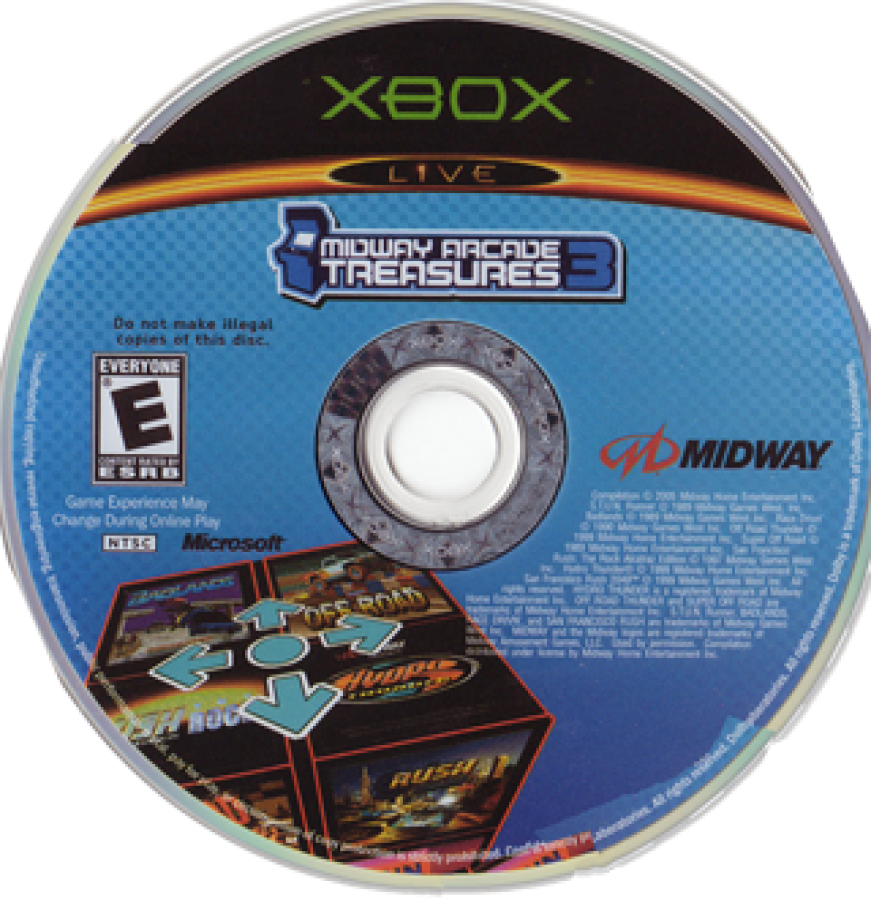 Midway Arcade Treasures 3 for Xbox – Classic racing and arcade game compilation for the original XBOX console disc