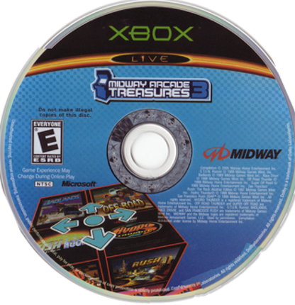 Midway Arcade Treasures 3 for Xbox – Classic racing and arcade game compilation for the original XBOX console disc