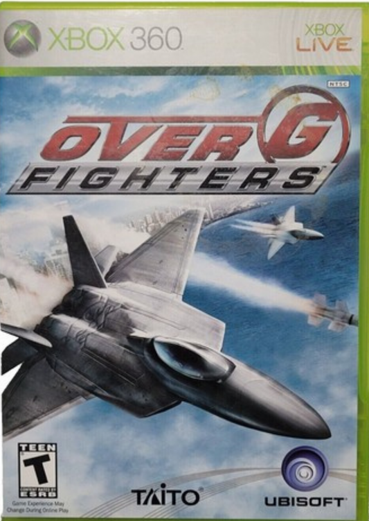 Over G Fighters Xbox 360 for retro video game enthusiasts featuring realistic modern jet combat gameplay aerial dogfights authentic military aircraft mission based flight simulation strategic air battles immersive cockpit action and collectible gaming appeal front cover
