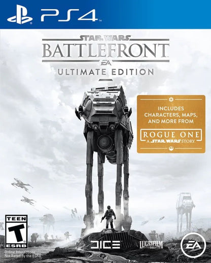 Star Wars: Battlefront [Ultimate Edition] – PlayStation 4 (PS4) video game cover image, third-person and first-person shooter