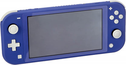 Nintendo Switch Lite Blue handheld console portable gaming system blue color Nintendo Switch Lite hardware compact design built in controls digital and cartridge games WiFi gaming device Nintendo handheld console tilted view