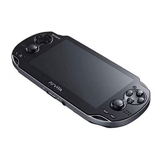 PlayStation Vita PS Vita 1000 Black handheld gaming console featuring OLED touchscreen display dual analog sticks front and rear cameras portable gaming with physical and digital titles scratch and scuff cosmetic condition Sony handheld entertainment collectible gaming appeal