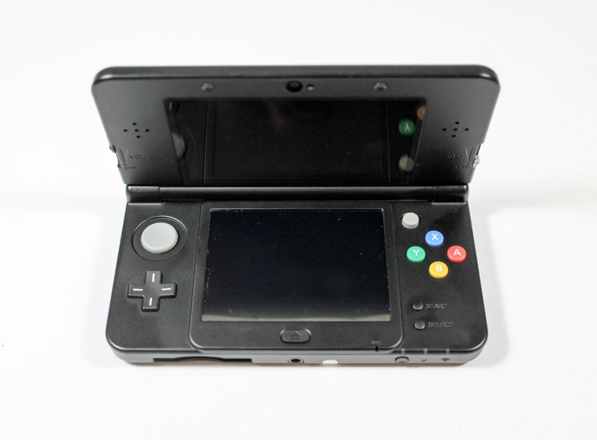 Mario Black Edition New Nintendo 3DS handheld video game console view of the dual screens