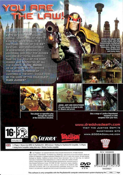 Judge Dredd Dredd vs Death PlayStation 2 retro video game first person shooter back of case (2005)