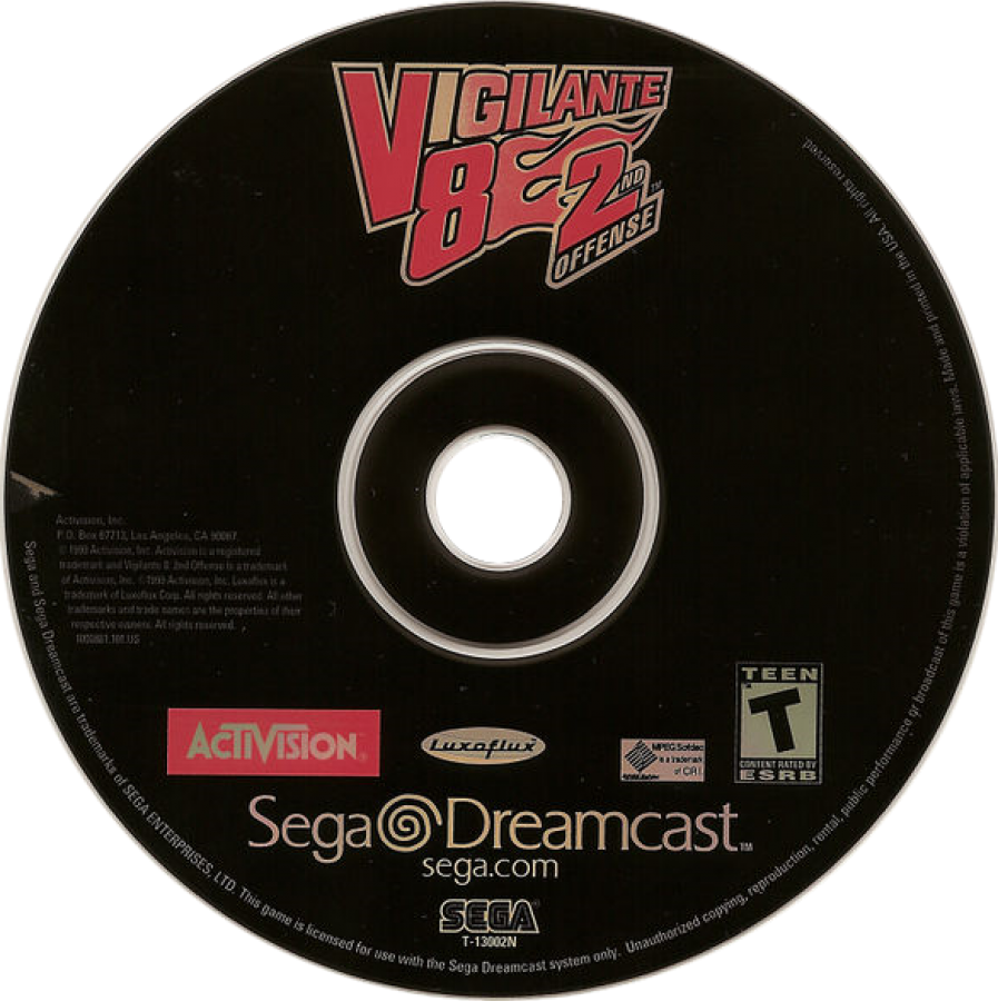 Vigilante 8 Second Offense Sega Dreamcast retro video game vehicular combat disc