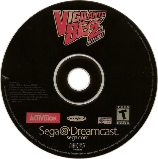 Vigilante 8 Second Offense Sega Dreamcast retro video game vehicular combat disc