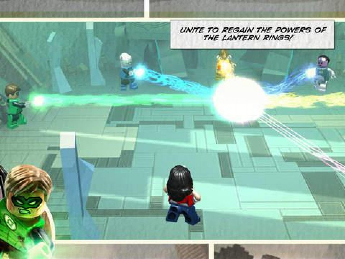 LEGO Batman 3 Beyond Gotham Nintendo 3DS handheld action-adventure game DC superheroes Lantern worlds Brainiac villain character swapping puzzle solving co-op gameplay screenshot
