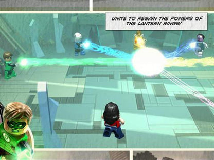 LEGO Batman 3 Beyond Gotham Nintendo 3DS handheld action-adventure game DC superheroes Lantern worlds Brainiac villain character swapping puzzle solving co-op gameplay screenshot