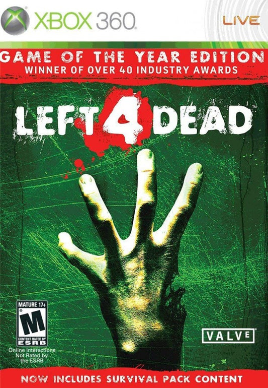 Left 4 Dead Game of the Year Platinum Hits cover art for Xbox 360 X360 video game