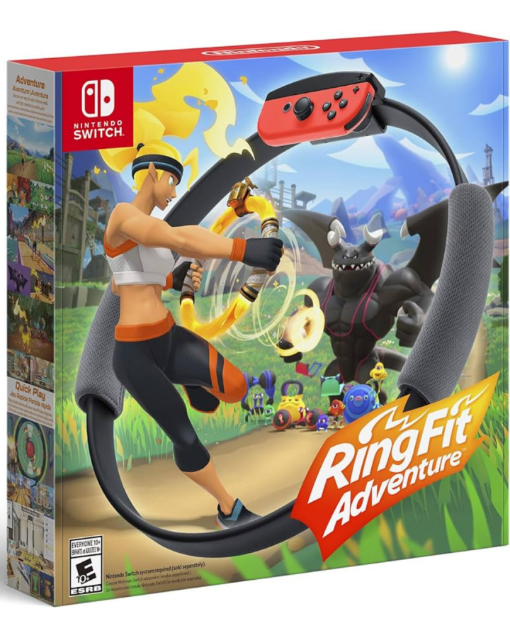 Ring Fit Adventure Nintendo Switch for video game enthusiasts featuring fitness role playing gameplay full body exercise routines Ring-Con and Leg Strap accessories adventure mode strength training cardio workouts and collectible gaming appeal box front