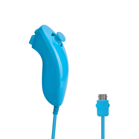 Wired Nunchuck Controller for Nintendo Wii and Wii U Blue Wii accessory featuring ergonomic design analog control stick motion controls trigger buttons wired connection and compatibility with supported Nintendo Wii and Wii U games replacement gaming controller accessory collectible gaming appeal