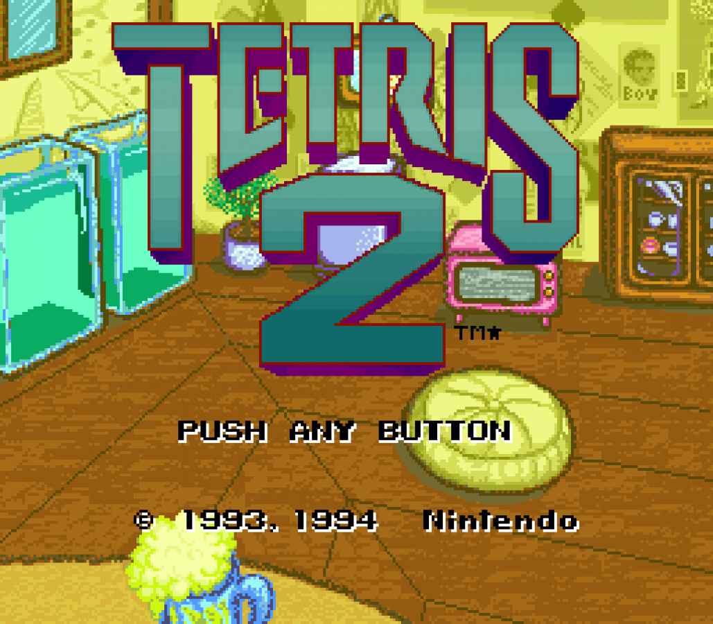 Tetris 2 for Super Nintendo Entertainment System with classic puzzle-matching gameplay theme main menu