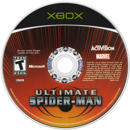 Ultimate Spider-Man Xbox XBOX for action adventure video game fans featuring open world superhero gameplay web swinging exploration intense combat missions Marvel characters Venom storyline comic book inspired visuals city traversal special abilities cinematic storytelling collectible gaming appeal game disc