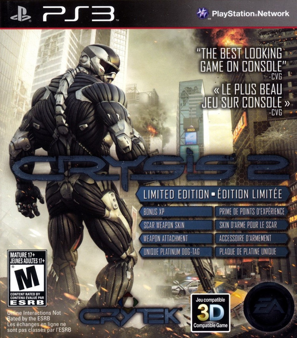Crysis 2 [Limited Edition] cover art for PlayStation 3 (PS3) video game.