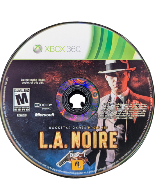 L.A. Noire Xbox 360 video game, detective action adventure, crime investigation gameplay, open-world 1940s setting, console title disc 1