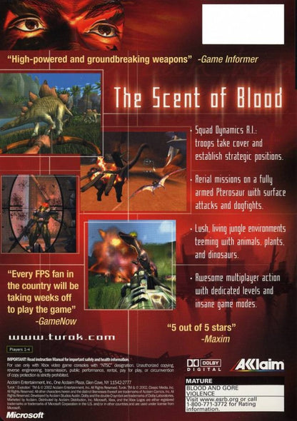 Turok Evolution – Xbox (XBOX) Back Cover Art Video Game 