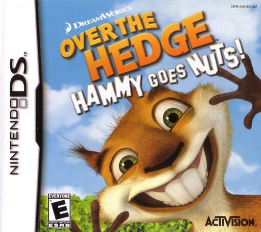Over the Hedge Hammy Goes Nuts for Nintendo DS (DS), cover image for a retro video game featuring action-adventure gameplay, fast-paced mini-games, character-based missions, puzzle-solving, and movie-inspired cartoon fun