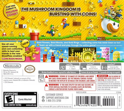 New Super Mario Bros. 2 back of case for Nintendo 3DS (3DS) platformer video game