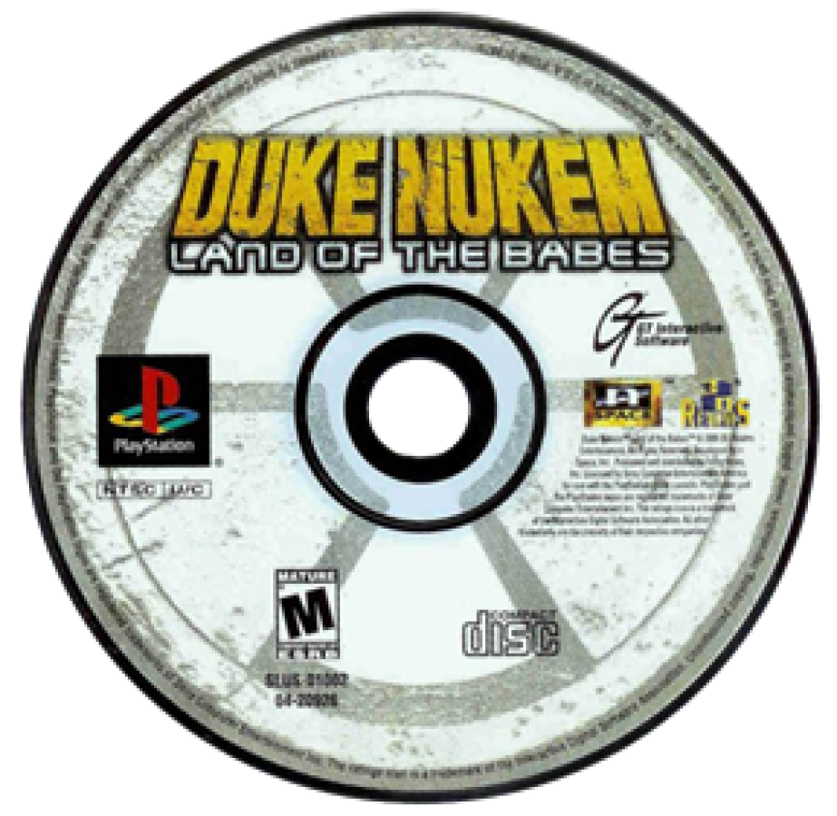 Duke Nukem Land of the Babes PlayStation PS1 for action shooter video game fans featuring Duke Nukem combat alien enemies futuristic environments powerful weapons explosive action challenging missions platforming elements and classic retro PlayStation gaming collectible appeal disc