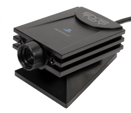 EyeToy Camera PlayStation 2 PS2 USB camera accessory featuring motion-controlled gameplay live-action player interaction camera-based games body movement tracking interactive PlayStation 2 gaming and classic Sony hardware collectible retro gaming appeal