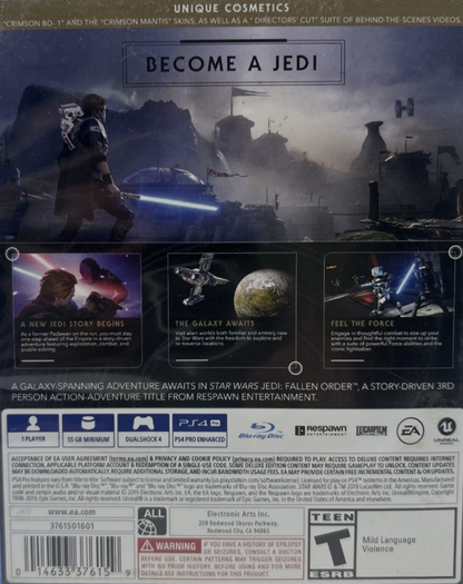 Star Wars: Jedi Fallen Order [Deluxe Edition] – PlayStation 4 (PS4) video game back of case, action-adventure
