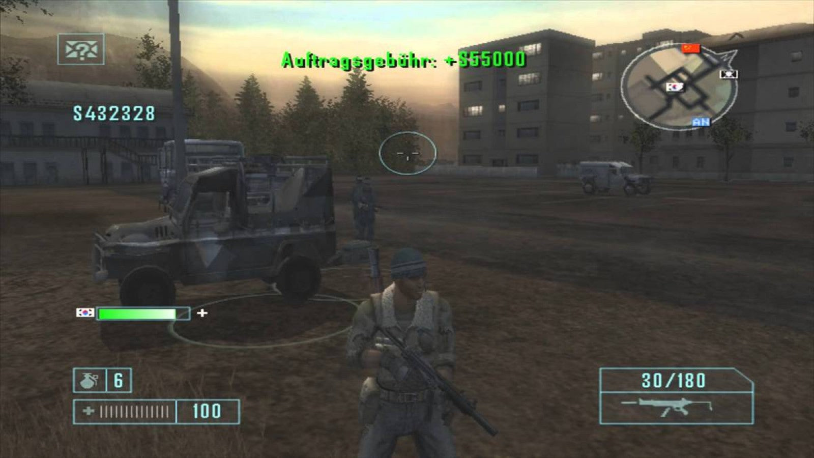Mercenaries: Playground of Destruction PlayStation 2 gameplay featuring explosive open-world combat with soldiers, vehicles, and destructible environments.