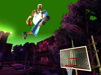 Retro NBA Street Vol 3 PS2 inspired design featuring arcade basketball action aesthetic vintage PlayStation 2 streetball legends exaggerated dunks urban courts fast paced multiplayer gameplay hip hop culture energy nostalgic sports gaming presentation - gameplay