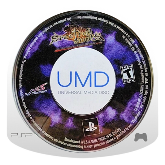 Spectral Souls Resurrection of the Ethereal Empires PlayStation Portable PSP for tactical role playing video game fans featuring turn based strategy combat grid based battles character customization fantasy storytelling multiple playable characters challenging missions and deep tactical gameplay collectible gaming appeal UMD