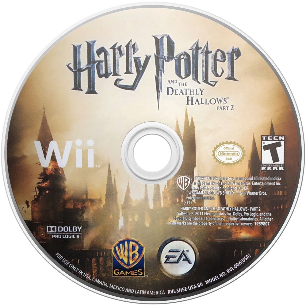 Harry Potter and the Deathly Hallows Part 2 Nintendo Wii Wii video game featuring action adventure gameplay Harry Potter wizarding combat spell casting magical battles Hogwarts exploration story driven missions iconic Harry Potter characters and classic Nintendo Wii gameplay retro video game collection collectible gaming appeal game disc