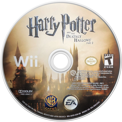 Harry Potter and the Deathly Hallows Part 2 Nintendo Wii Wii video game featuring action adventure gameplay Harry Potter wizarding combat spell casting magical battles Hogwarts exploration story driven missions iconic Harry Potter characters and classic Nintendo Wii gameplay retro video game collection collectible gaming appeal game disc