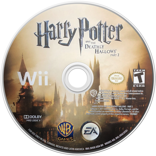 Harry Potter and the Deathly Hallows Part 2 Nintendo Wii Wii video game featuring action adventure gameplay Harry Potter wizarding combat spell casting magical battles Hogwarts exploration story driven missions iconic Harry Potter characters and classic Nintendo Wii gameplay retro video game collection collectible gaming appeal game disc