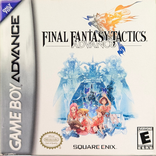 Final Fantasy Tactics Advance [CIB] for Game Boy Advance (GBA) featuring deep grid-based tactical battles set in the fantasy world of Ivalice; build a clan, master dozens of jobs and abilities, and navigate the Judge law system in this strategic complete-in-box RPG favorite front cover