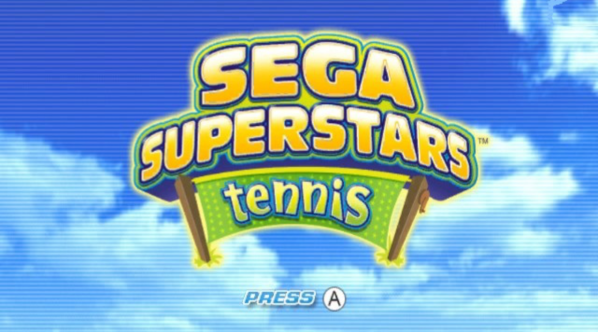 Sega Superstars Tennis Wii inspired design featuring arcade style tennis gameplay aesthetic iconic Sega characters colorful courts motion controlled matches fast paced multiplayer action family friendly sports competition nostalgic Nintendo Wii presentation start screen