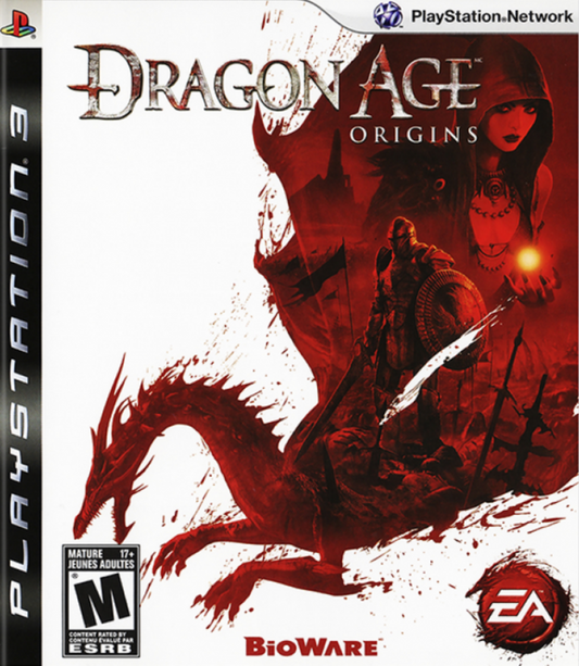 Dragon Age: Origins for PlayStation 3 (PS3) featuring an epic dark fantasy RPG where you play as a Grey Warden tasked with uniting a fractured kingdom against the demonic Blight; craft your hero's legacy through deep character customization, tactical party-based combat, and a complex choice-driven narrative where every decision shapes the future of Ferelden front cover