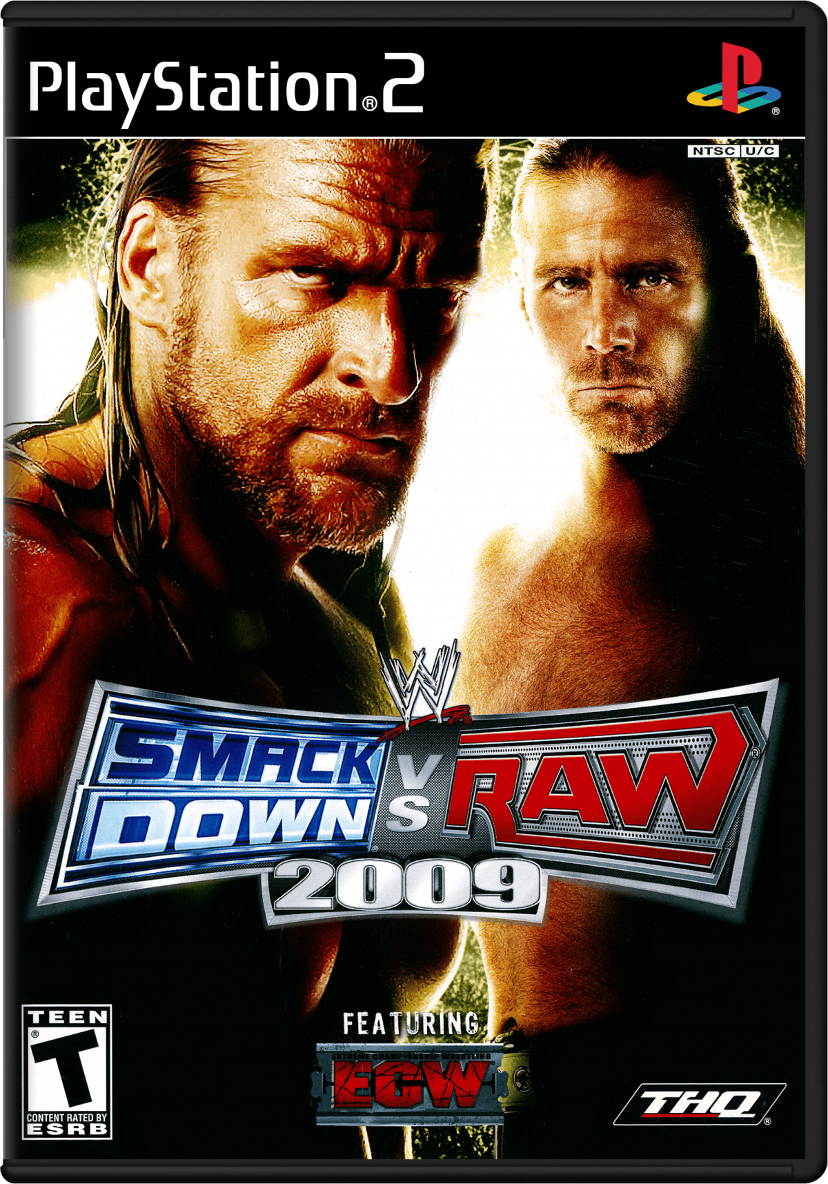 WWE SmackDown vs. Raw 2009 – PlayStation 2 (PS2) video game cover image, pro wrestling.