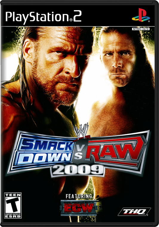 WWE SmackDown vs. Raw 2009 – PlayStation 2 (PS2) video game cover image, pro wrestling.