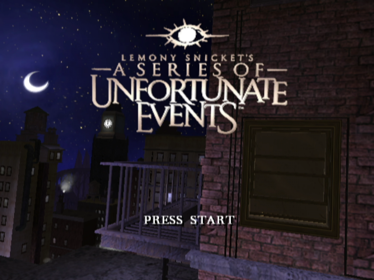 Lemony Snicket's A Series of Unfortunate Events start screen for GameCube (GC) action-adventure puzzle video game