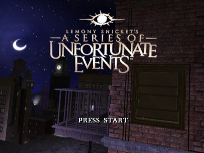 Lemony Snicket's A Series of Unfortunate Events start screen for GameCube (GC) action-adventure puzzle video game