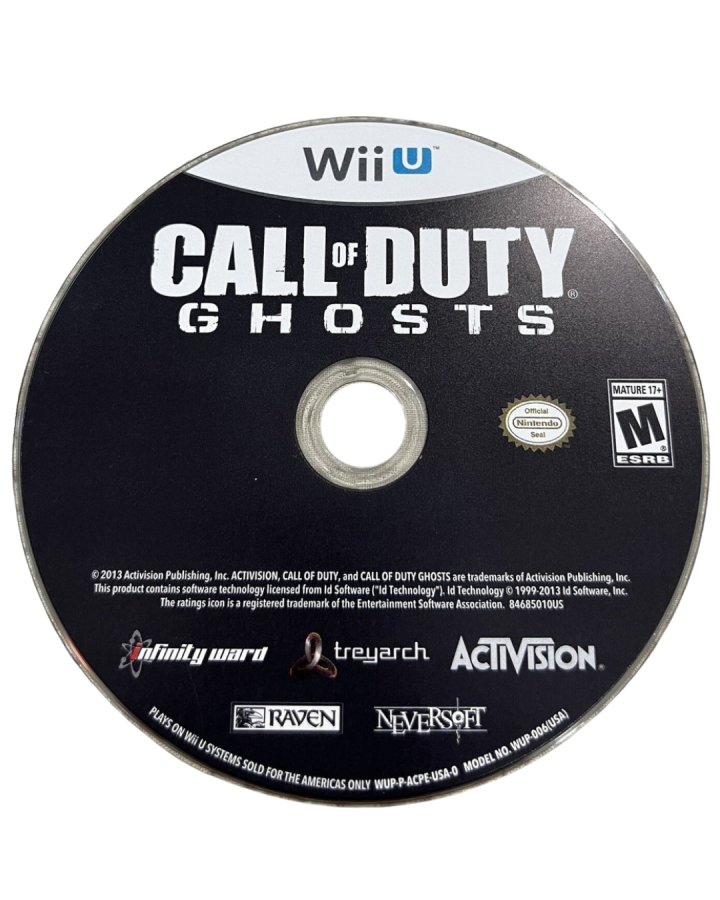 Call of Duty: Ghosts disc cover art for Nintendo Wii U video game. 