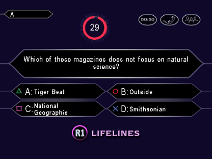 Who Wants To Be A Millionaire: 2nd Edition gameplay for PlayStation 1 (PS1) quiz show video game