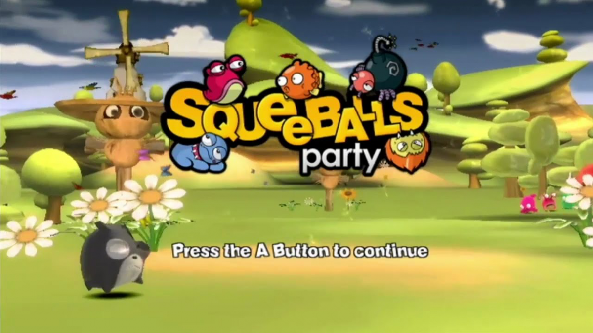 Squeeballs Party – Nintendo Wii (Wii) party mini-game arcade family video game title screen