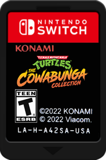 Teenage Mutant Ninja Turtles Cowabunga Collection Nintendo Switch NS video game featuring classic TMNT action gameplay arcade fighting platforming beat em up adventures iconic Teenage Mutant Ninja Turtles characters retro video game collection Nintendo Switch gaming and collectible appeal game cartridge