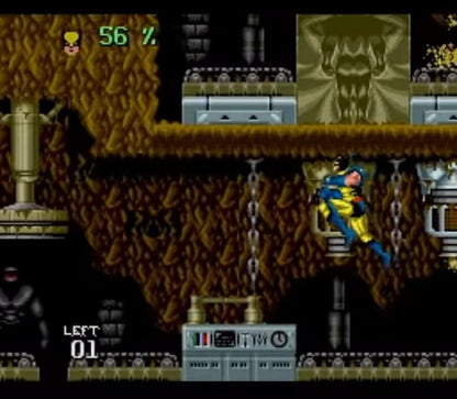 Wolverine Adamantium Rage Sega Genesis side-scrolling action-platformer video game featuring Marvel's clawed mutant with regenerative health system gameplay