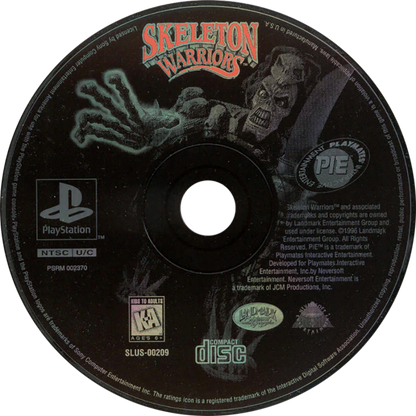 Skeleton Warriors PlayStation PS1 for action platforming video game fans featuring side scrolling combat fantasy adventure gameplay sword fighting supernatural enemies dark medieval environments challenging levels magical abilities animated visuals and classic PlayStation action adventure collectible gaming appeal disc