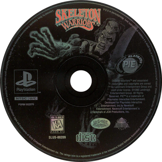 Skeleton Warriors PlayStation PS1 for action platforming video game fans featuring side scrolling combat fantasy adventure gameplay sword fighting supernatural enemies dark medieval environments challenging levels magical abilities animated visuals and classic PlayStation action adventure collectible gaming appeal disc